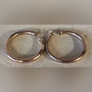 Palm Beach Jewelry Textured Rose Gold Tone Hoop Earrings